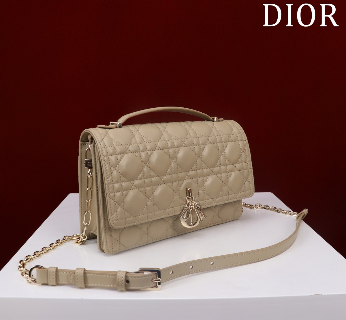 My Dior Top Handle Bag Powder Beige Cannage Lambskin